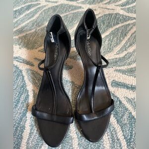 Calvin Klein Black Leather Kitten Heel Sandals Sz 8.5